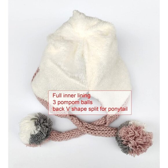Women Gray Pink Winter Peruvian Cover Ears Beanie Hat Ear Flaps Sherpa Snow main image 5